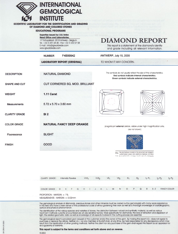 Foto 9 - Diamant 1,11ct Fancy Deep Orange Square Cut IGI, D6843