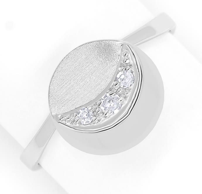 Foto 2 - Designerring Mondscheibe mit Diamanten in 14K Weißgold, Q1309
