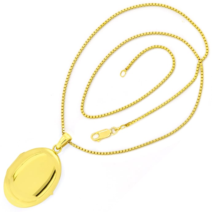 Foto 2 - Ovales Medaillon mit Kette aus 14K Gelbgold, R1270