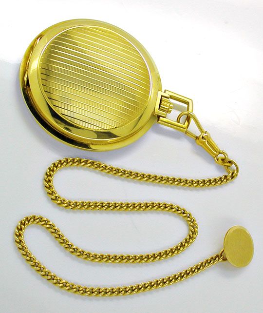 Foto 3 - Herren Gold Sprungdeckel Taschenuhr mit Uhren Kette 14K, S3009