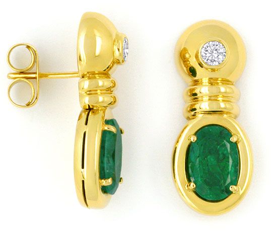 Foto 1 - Spitzen Smaragde 3,2ct Brillant-Ohrringe 18K Handarbeit, S4119