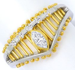 Foto 1 - Design Navette Diamant-Brillant-Ring Gelbgold-Weißgold, S4515