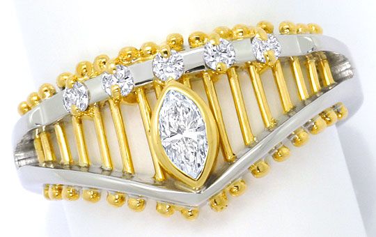 Foto 2 - Design Navette Diamant-Brillant-Ring Gelbgold-Weißgold, S4515