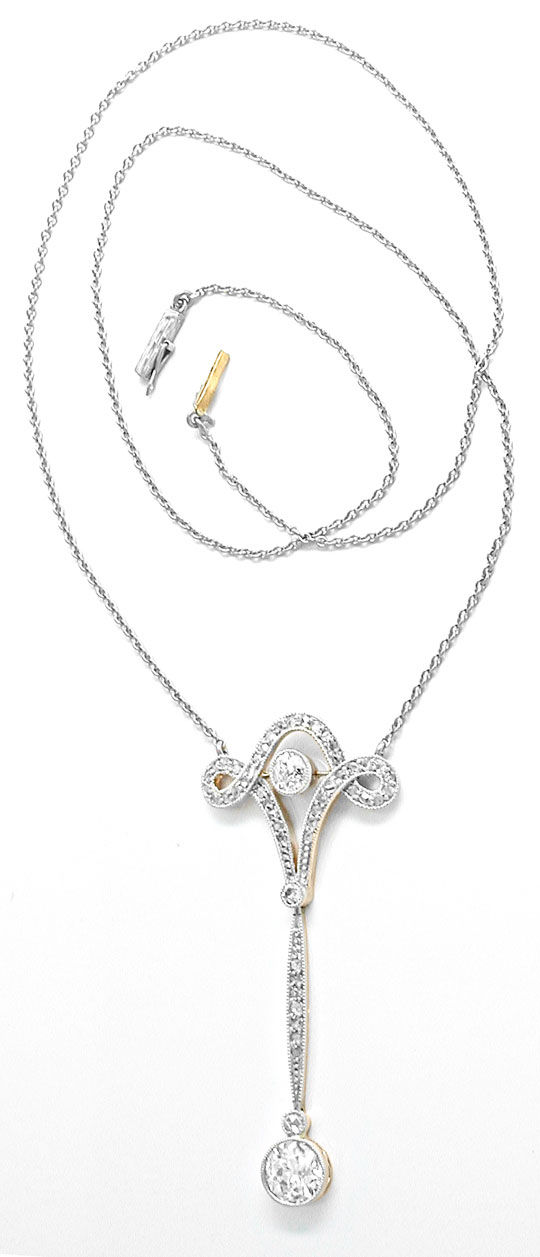 Foto 3 - Antikes Diamant Schenkel Collier Jugendstil Platin-Gold, S8587